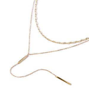 Bar Lariat Lace Chain Duo