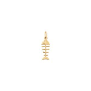 Fishbone Charm Pendant 14K