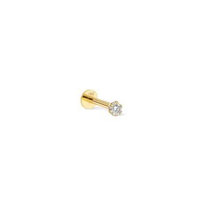 Tiny Pavé Flat Back Single Stud 14K